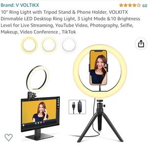 10” ring light with tripod and phone holder